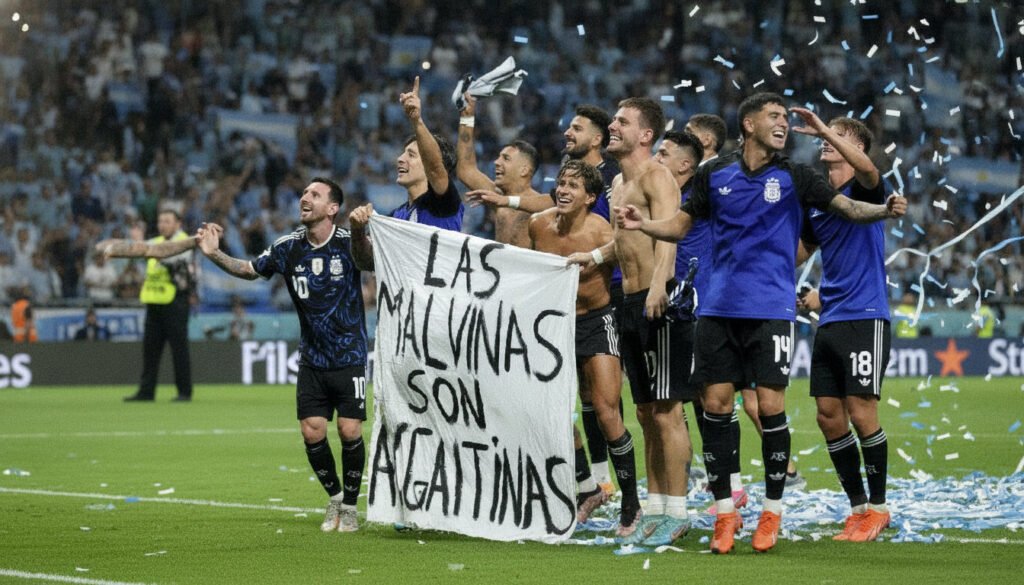 Jogadores argentinos e a faixa das Malvinas: um gesto que reacende a disputa histórica