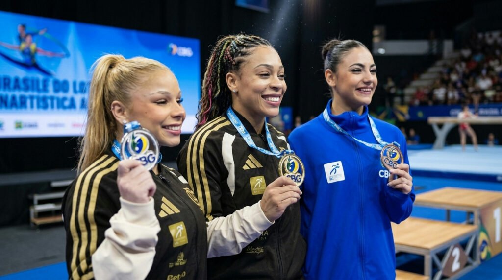 Brasileiro de Ginástica consagra Lorrane Oliveira e Caio Souza com medalhas de ouro