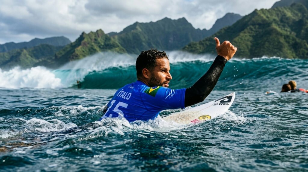 Ítalo Ferreira brilha em Teahupo'o e avança às semifinais da WSL no Taiti