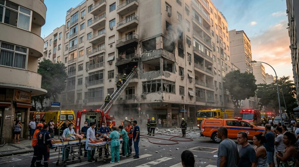 Prédio em Copacabana é interditado após explosão que fere quatro