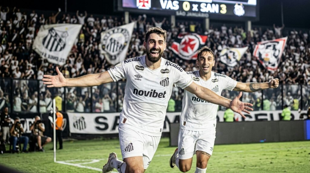 Santos goleia Vasco em São Januário e deixa a zona da degola no Brasileirão