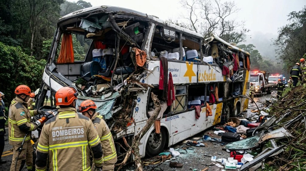 Tragédia na Br-040: tombamento de ônibus em Petrópolis deixa dez vítimas fatais, todas mulheres