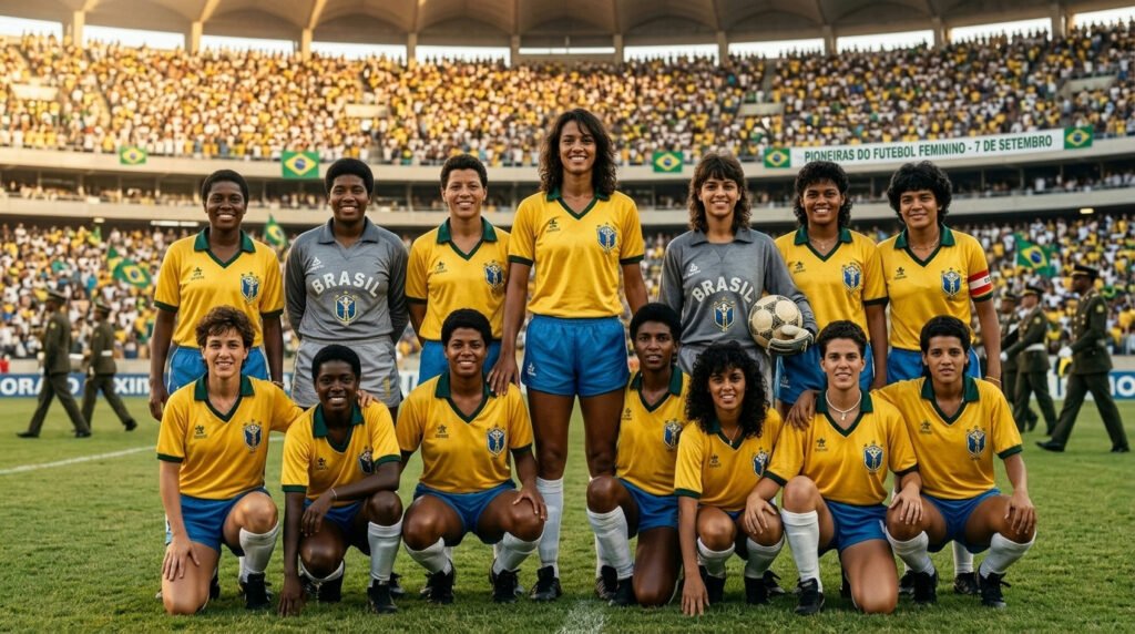 Pioneiras do futebol feminino recebem homenagem no 7 de Setembro
