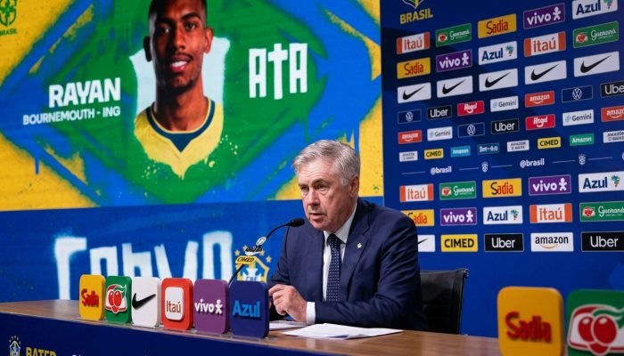 Ancelotti renova seleção brasileira e convoca 26 jogadores para amistosos internacionais